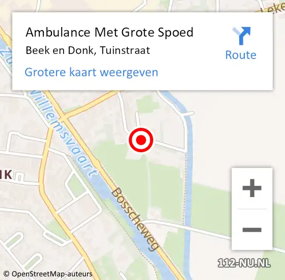 Locatie op kaart van de 112 melding: Ambulance Met Grote Spoed Naar Beek en Donk, Tuinstraat op 11 februari 2020 13:07