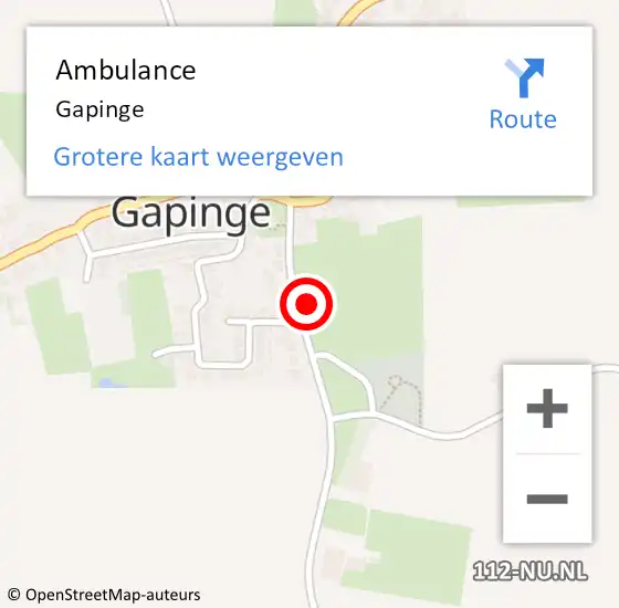 Locatie op kaart van de 112 melding: Ambulance Gapinge op 11 februari 2020 13:30