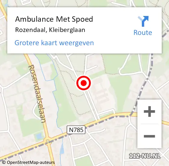 Locatie op kaart van de 112 melding: Ambulance Met Spoed Naar Rozendaal, Kleiberglaan op 11 februari 2020 14:01