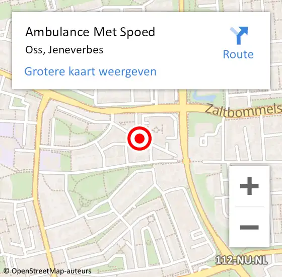 Locatie op kaart van de 112 melding: Ambulance Met Spoed Naar Oss, Jeneverbes op 11 februari 2020 14:15