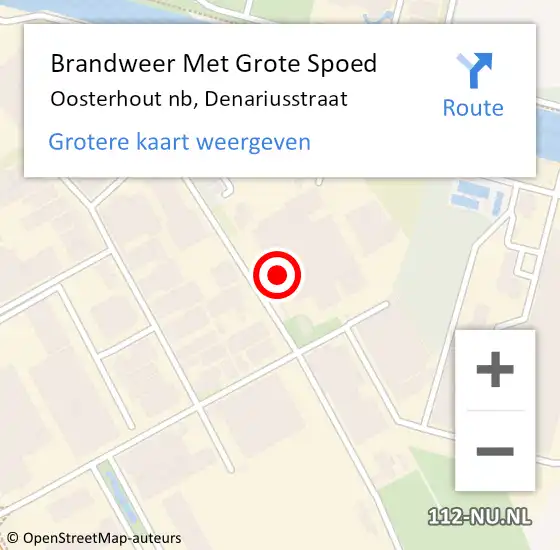 Locatie op kaart van de 112 melding: Brandweer Met Grote Spoed Naar Oosterhout nb, Denariusstraat op 11 februari 2020 15:07