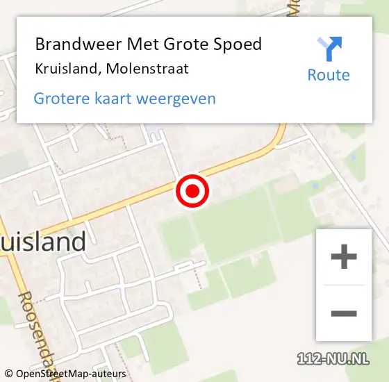 Locatie op kaart van de 112 melding: Brandweer Met Grote Spoed Naar Kruisland, Molenstraat op 11 februari 2020 15:40