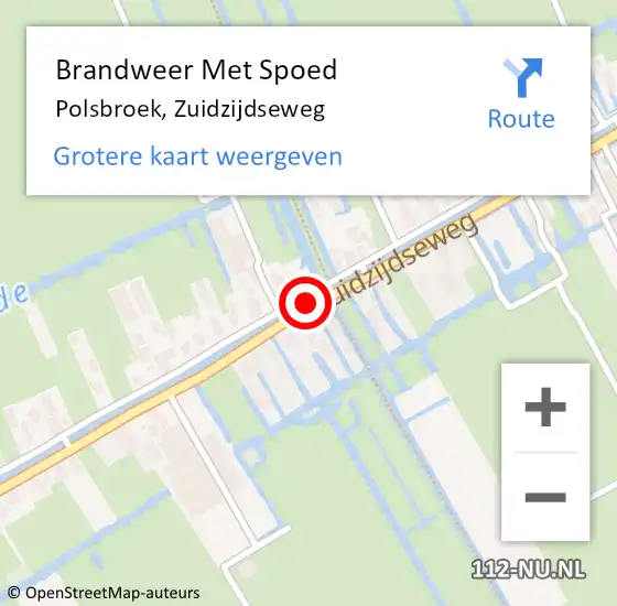 Locatie op kaart van de 112 melding: Brandweer Met Spoed Naar Polsbroek, Zuidzijdseweg op 11 februari 2020 16:32