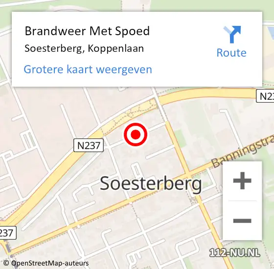 Locatie op kaart van de 112 melding: Brandweer Met Spoed Naar Soesterberg, Koppenlaan op 11 februari 2020 19:53