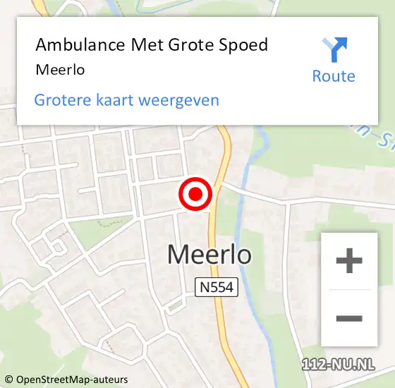 Locatie op kaart van de 112 melding: Ambulance Met Grote Spoed Naar Meerlo op 11 februari 2020 19:53