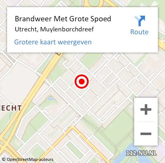 Locatie op kaart van de 112 melding: Brandweer Met Grote Spoed Naar Utrecht, Muylenborchdreef op 11 februari 2020 20:51