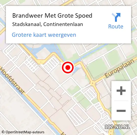 Locatie op kaart van de 112 melding: Brandweer Met Grote Spoed Naar Stadskanaal, Continentenlaan op 11 februari 2020 21:50