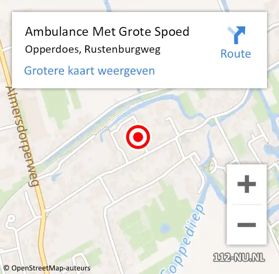 Locatie op kaart van de 112 melding: Ambulance Met Grote Spoed Naar Opperdoes, Rustenburgweg op 11 februari 2020 22:08
