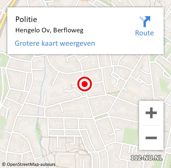 Locatie op kaart van de 112 melding: Politie Hengelo Ov, Berfloweg op 11 februari 2020 23:44