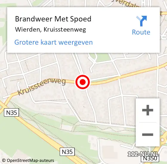 Locatie op kaart van de 112 melding: Brandweer Met Spoed Naar Wierden, Kruissteenweg op 12 februari 2020 00:26