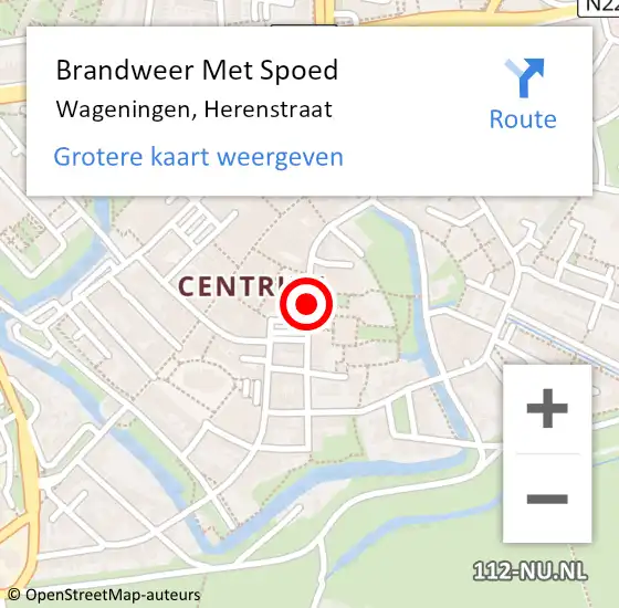 Locatie op kaart van de 112 melding: Brandweer Met Spoed Naar Wageningen, Herenstraat op 12 februari 2020 06:39
