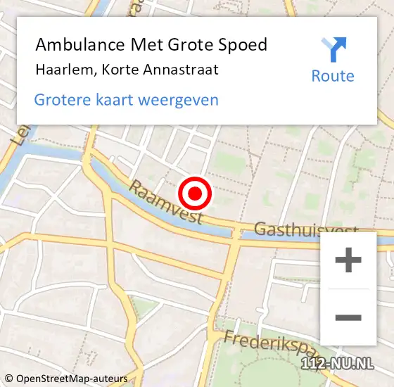 Locatie op kaart van de 112 melding: Ambulance Met Grote Spoed Naar Haarlem, Korte Annastraat op 12 februari 2020 07:26