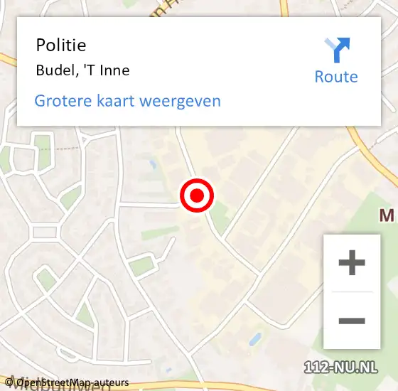Locatie op kaart van de 112 melding: Politie Budel, 'T Inne op 12 februari 2020 07:41