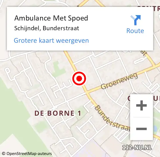 Locatie op kaart van de 112 melding: Ambulance Met Spoed Naar Schijndel, Bunderstraat op 12 februari 2020 08:26