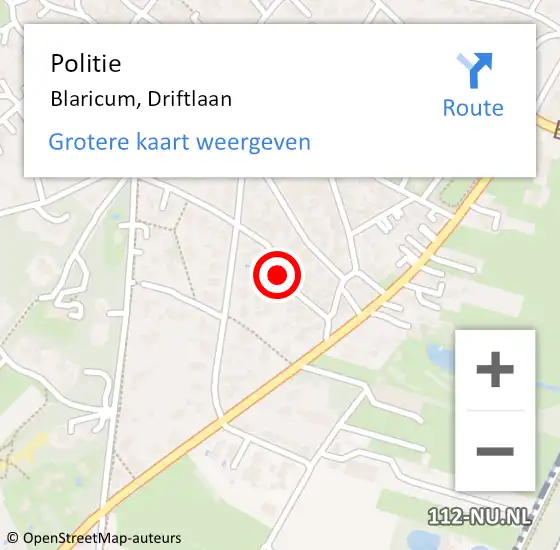 Locatie op kaart van de 112 melding: Politie Blaricum, Driftlaan op 12 februari 2020 08:55