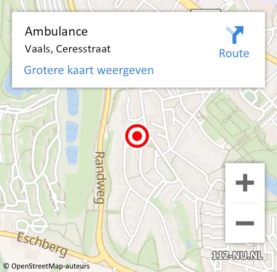 Locatie op kaart van de 112 melding: Ambulance Vaals, Ceresstraat op 28 april 2014 10:11