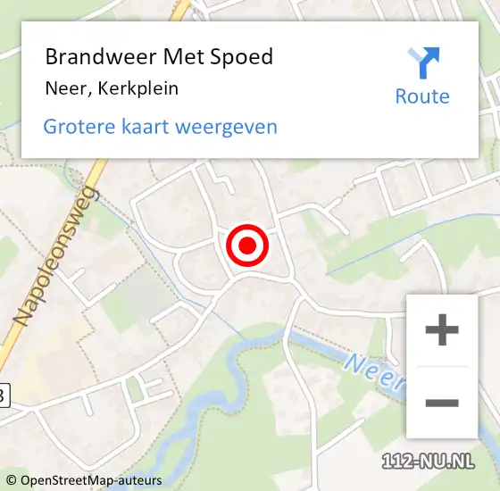 Locatie op kaart van de 112 melding: Brandweer Met Spoed Naar Neer, Kerkplein op 12 februari 2020 09:12