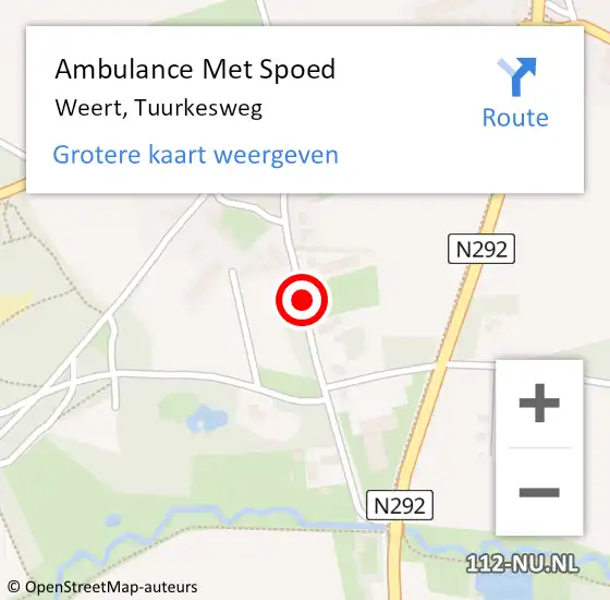 Locatie op kaart van de 112 melding: Ambulance Met Spoed Naar Weert, Tuurkesweg op 12 februari 2020 09:45