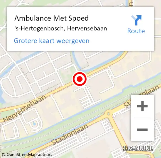 Locatie op kaart van de 112 melding: Ambulance Met Spoed Naar 's-Hertogenbosch, Hervensebaan op 12 februari 2020 09:46