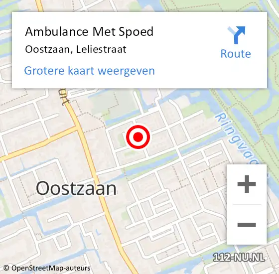 Locatie op kaart van de 112 melding: Ambulance Met Spoed Naar Oostzaan, Leliestraat op 12 februari 2020 10:37