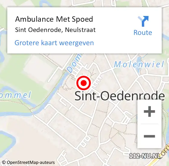 Locatie op kaart van de 112 melding: Ambulance Met Spoed Naar Sint Oedenrode, Neulstraat op 12 februari 2020 11:08