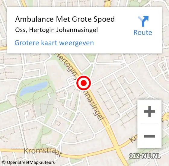 Locatie op kaart van de 112 melding: Ambulance Met Grote Spoed Naar Oss, Hertogin Johannasingel op 12 februari 2020 12:42