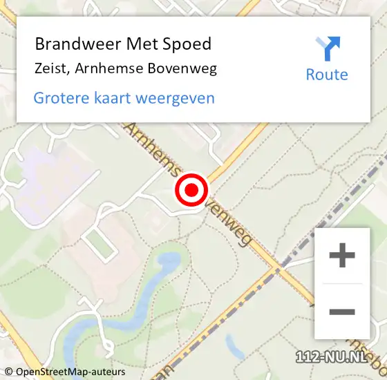 Locatie op kaart van de 112 melding: Brandweer Met Spoed Naar Zeist, Arnhemse Bovenweg op 12 februari 2020 13:14