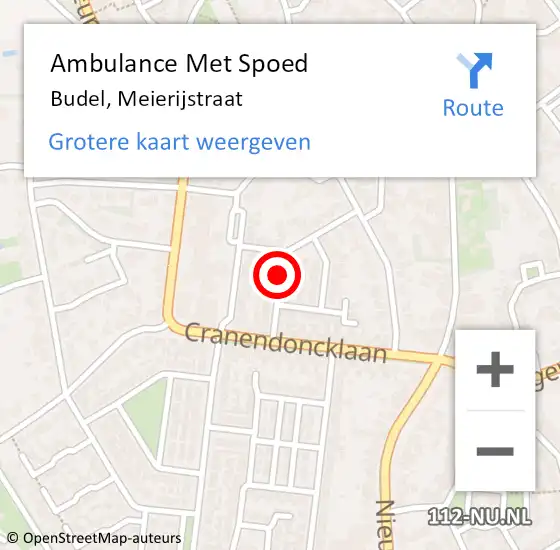 Locatie op kaart van de 112 melding: Ambulance Met Spoed Naar Budel, Meierijstraat op 12 februari 2020 13:19