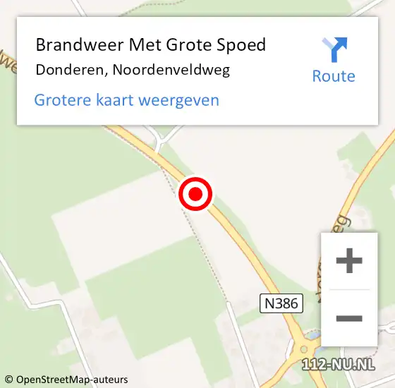 Locatie op kaart van de 112 melding: Brandweer Met Grote Spoed Naar Donderen, Noordenveldweg op 12 februari 2020 13:28