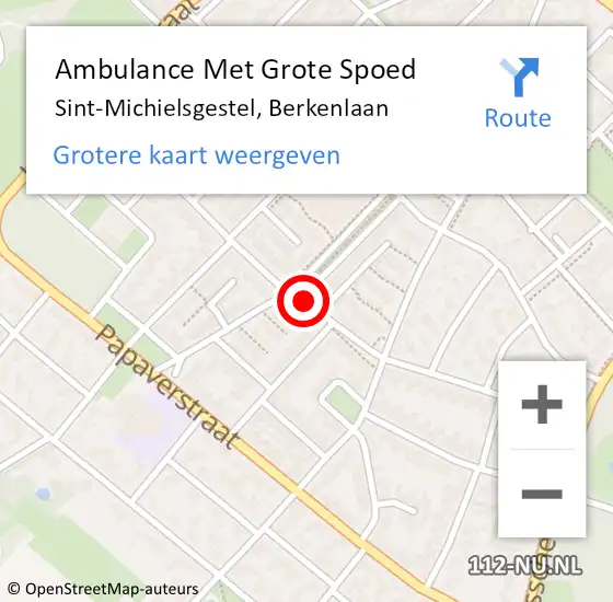 Locatie op kaart van de 112 melding: Ambulance Met Grote Spoed Naar Sint-Michielsgestel, Berkenlaan op 12 februari 2020 13:34