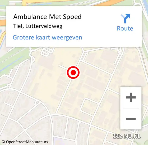 Locatie op kaart van de 112 melding: Ambulance Met Spoed Naar Tiel, Lutterveldweg op 12 februari 2020 14:23