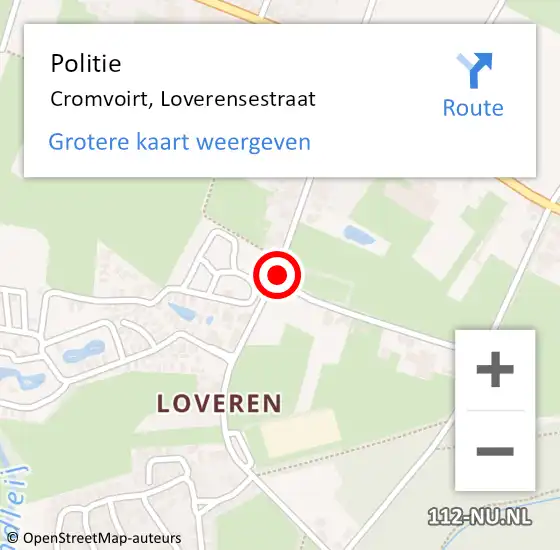 Locatie op kaart van de 112 melding: Politie Cromvoirt, Loverensestraat op 12 februari 2020 14:47