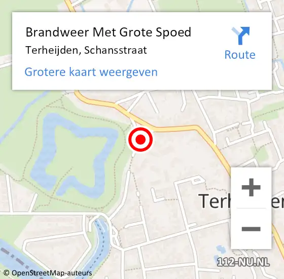 Locatie op kaart van de 112 melding: Brandweer Met Grote Spoed Naar Terheijden, Schansstraat op 12 februari 2020 14:48