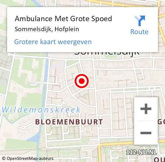 Locatie op kaart van de 112 melding: Ambulance Met Grote Spoed Naar Sommelsdijk, Hofplein op 12 februari 2020 14:49