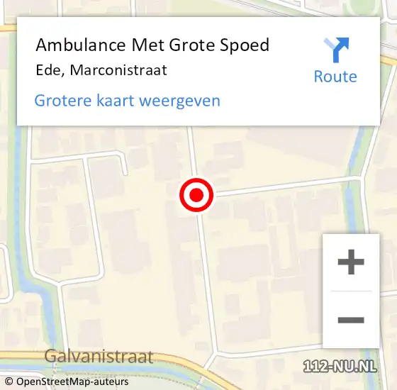 Locatie op kaart van de 112 melding: Ambulance Met Grote Spoed Naar Ede, Marconistraat op 12 februari 2020 15:53