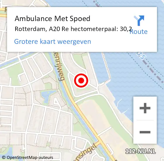 Locatie op kaart van de 112 melding: Ambulance Met Spoed Naar Rotterdam, A16 Re hectometerpaal: 23,2 op 12 februari 2020 15:55