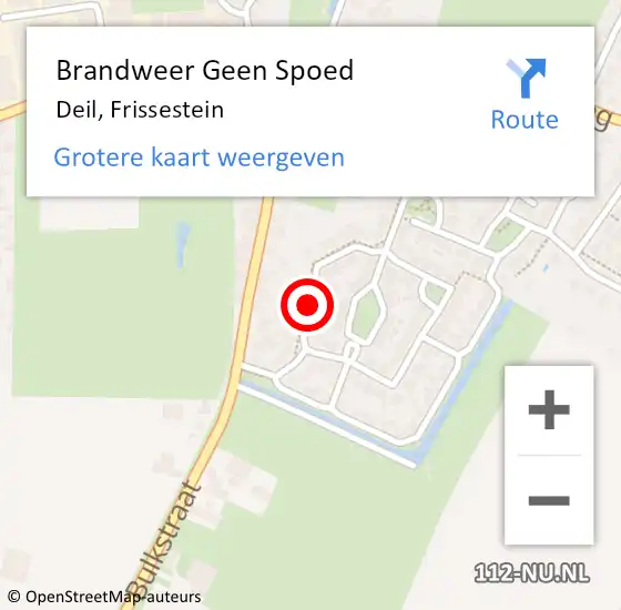 Locatie op kaart van de 112 melding: Brandweer Geen Spoed Naar Deil, Frissestein op 12 februari 2020 15:57