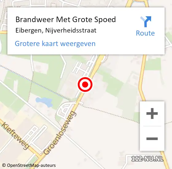 Locatie op kaart van de 112 melding: Brandweer Met Grote Spoed Naar Eibergen, Nijverheidsstraat op 12 februari 2020 16:07