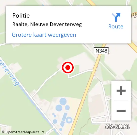 Locatie op kaart van de 112 melding: Politie Raalte, Nieuwe Deventerweg op 12 februari 2020 16:11