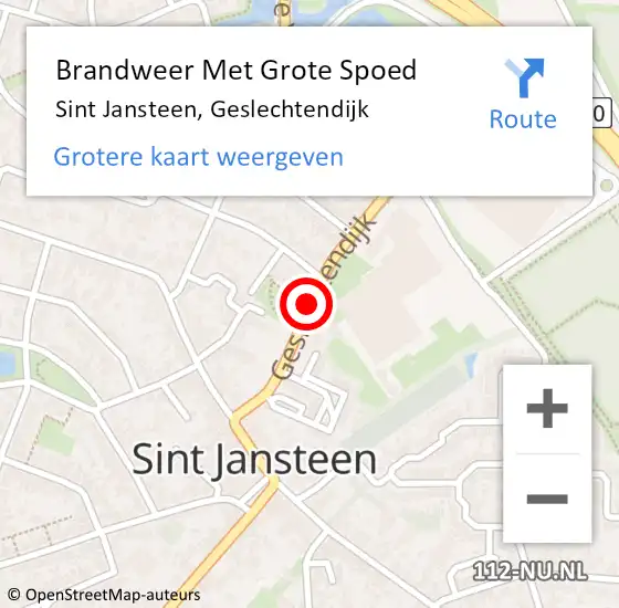 Locatie op kaart van de 112 melding: Brandweer Met Grote Spoed Naar Sint Jansteen, Geslechtendijk op 12 februari 2020 16:29