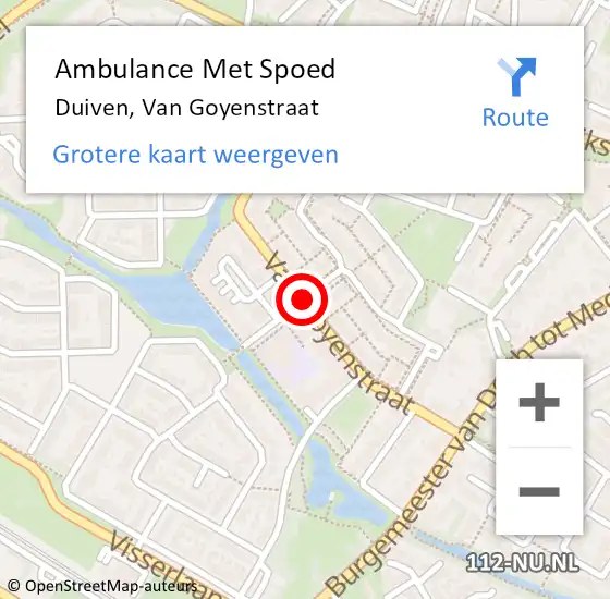 Locatie op kaart van de 112 melding: Ambulance Met Spoed Naar Duiven, Van Goyenstraat op 12 februari 2020 17:05
