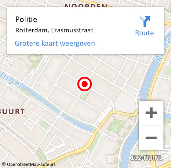Locatie op kaart van de 112 melding: Politie Rotterdam, Erasmusstraat op 12 februari 2020 17:16
