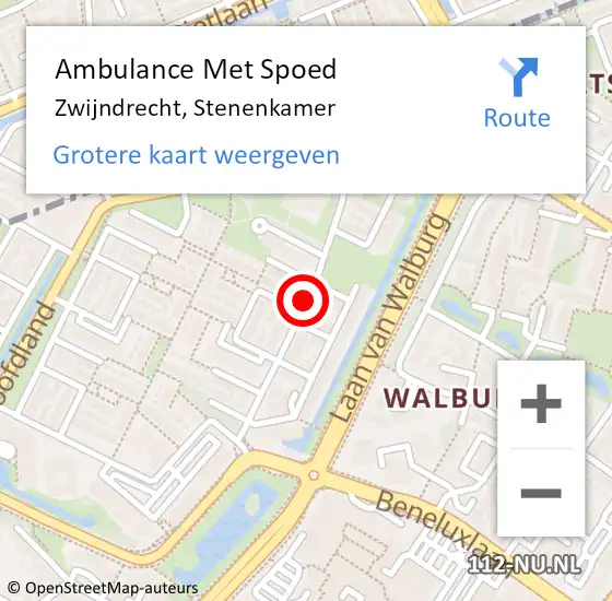 Locatie op kaart van de 112 melding: Ambulance Met Spoed Naar Zwijndrecht, Stenenkamer op 12 februari 2020 17:17