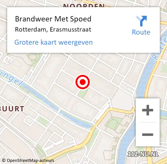 Locatie op kaart van de 112 melding: Brandweer Met Spoed Naar Rotterdam, Erasmusstraat op 12 februari 2020 17:17
