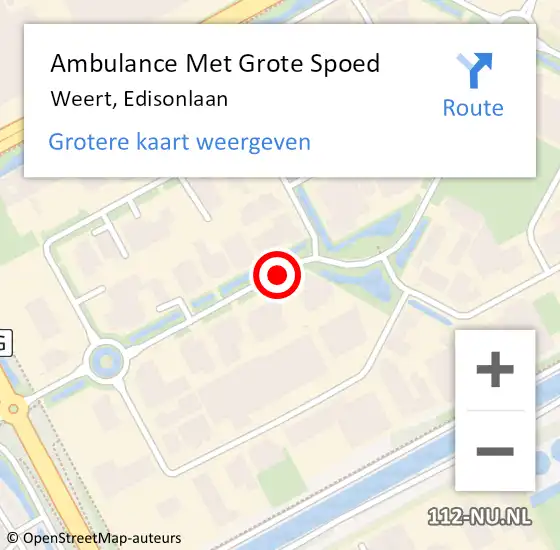 Locatie op kaart van de 112 melding: Ambulance Met Grote Spoed Naar Weert, Edisonlaan op 12 februari 2020 17:22