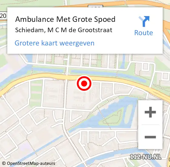 Locatie op kaart van de 112 melding: Ambulance Met Grote Spoed Naar Schiedam, M C M de Grootstraat op 12 februari 2020 17:39