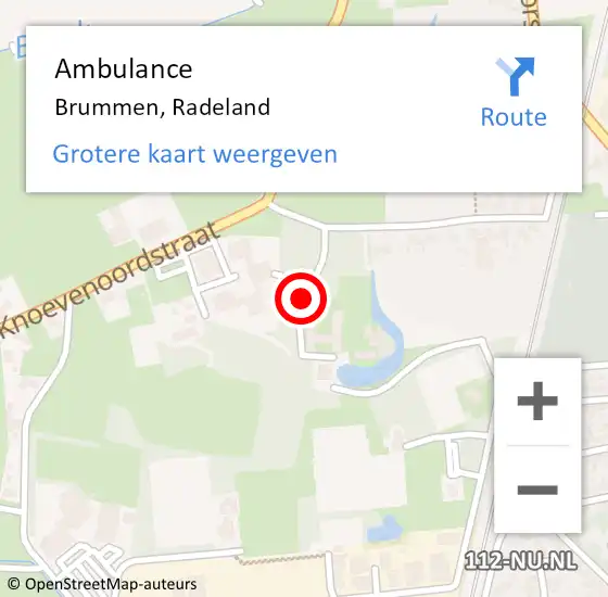 Locatie op kaart van de 112 melding: Ambulance Brummen, Radeland op 12 februari 2020 17:53