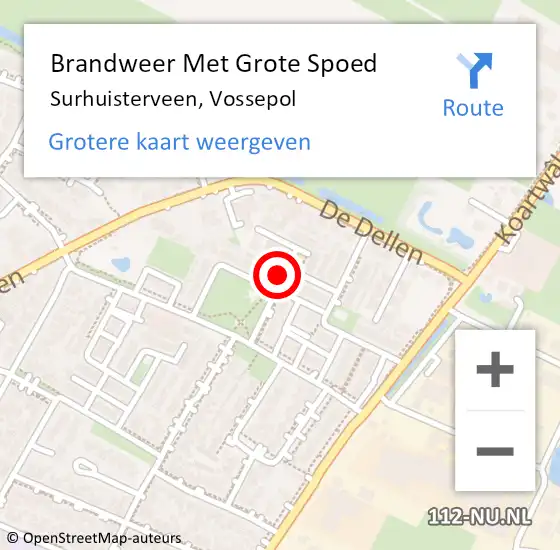 Locatie op kaart van de 112 melding: Brandweer Met Grote Spoed Naar Surhuisterveen, Vossepol op 12 februari 2020 18:13