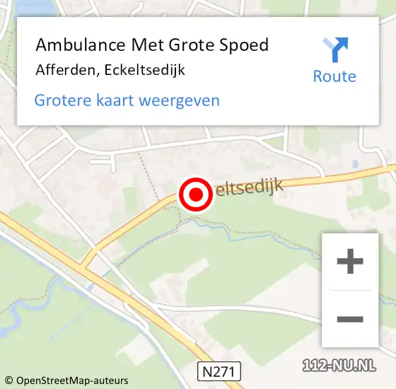 Locatie op kaart van de 112 melding: Ambulance Met Grote Spoed Naar Afferden, Eckeltsedijk op 12 februari 2020 18:26