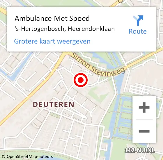 Locatie op kaart van de 112 melding: Ambulance Met Spoed Naar 's-Hertogenbosch, Heerendonklaan op 12 februari 2020 18:58